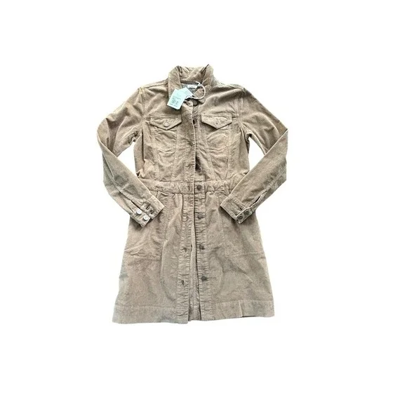 Faherty Brown Stretch Cord Michelle Shirt Dress Size Small NWT